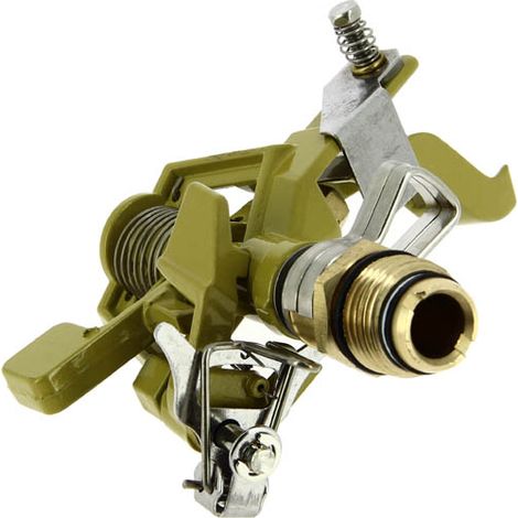 Capvert – Arroseur asperseur métal secteur débrayable 10m – Filetage mâle 1/2" – 2 sorties avec bouchon et raccord rapide