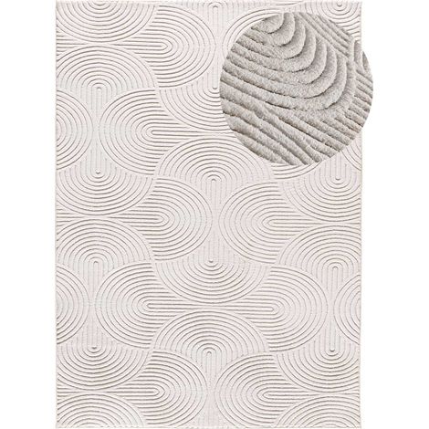 ATTICGO Tapis géometrique avec relief lavable ESTILO 40 Crème 80x150 cm (1/5)