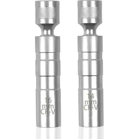 2-teiliges Universal-Zündkerzensteckschlüssel-Set, 14-mm- und 16-mm-Zündkerzenausdreher mit dünner Wandung, 3/8-Zoll-Zündkerzenausdreher, 12-Winkel-Magnetschlüssel für Kfz-Reparaturen (1/5)