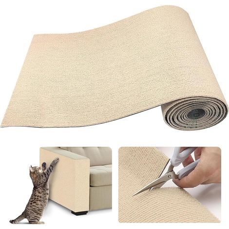 Protection Canape Chat Anti Griffe 40×200 cm,DIY Protege Canape Griffe Chat,Griffoir Chat Canapé Auto-adhésifs - Beige (1/5)