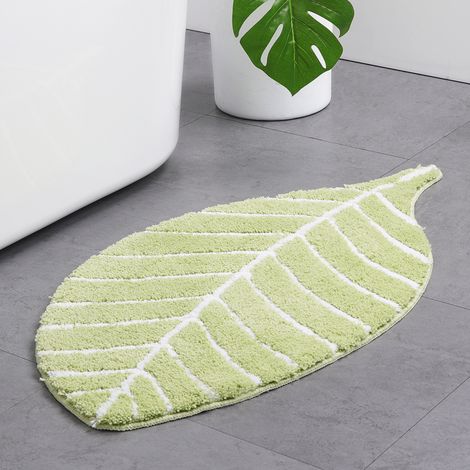 Tapis Salle de Bain Antidérapant Forme Feuille Naturelle Absorbant Séchage Rapide Sécurité Enfants Douche Évier-4060cm