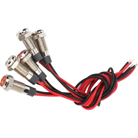 5 voyants LED d'avertissement imperméables IP66 métal 6mm filaires 1NO DC3-6V rouge vert jaune bleu blanc (1/5)