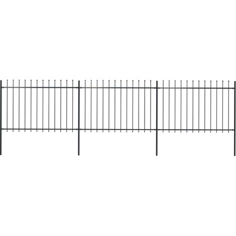 vidaXL Clôture de jardin avec dessus en forme de lance en acier 504 x 120 cm Noir