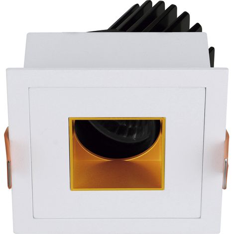 Foco empotrable de techo orientable VIP3 cuadrado cuadrado LED COB 4,70 W 485 lm 3000 K CRI90 28° Blanco Oro (1/2)