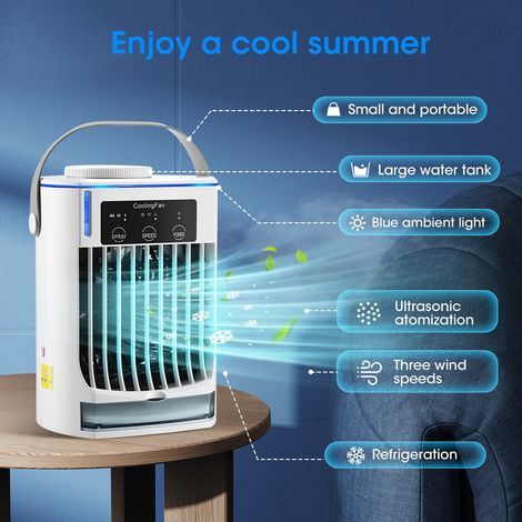 Climatiseur Mobile ,500ml Rafraîchisseur d’Air ,3 Vitesses,3 Modes de Brume, Mini Clim Portative pour Pièce et Extérieur,Nuage Blanc (1/5)