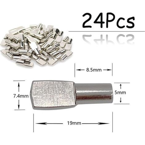 24 Stück Regalstützstifte, vernickelte Metall-Regalstifte, Metall-Schreibtischunterteilungsstifte, Regalstützen (1/4)