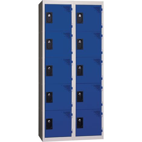 PROVOST - Vestiaire multicases Provost - 2 colonnes, 5 cases par colonne - Bleu - Acier