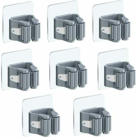 Porte Balai Mural Auto-adhésif Porte Vadrouille Accroche Balai Mural 8 Pièces sans Perage Pince à Balai Supports de Balai de Vadrouille pour Cuisine Salle de Bain Jardin(Gris) (1/4)