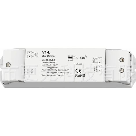 RF dimming controller + push button 12-48 V DC, 1 channel 15 A V1-L