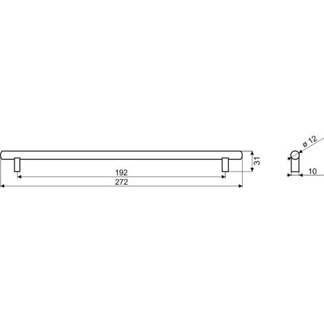 Rail RE10, nickel brossé, 192 mm