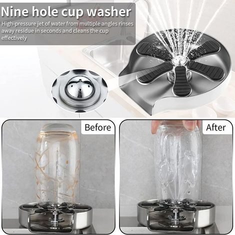Rince Verre Evier en Acier Inoxydable Lave Verre Haute Pression Accessoires pour Evier de Cuisine Bar Restaurant Café