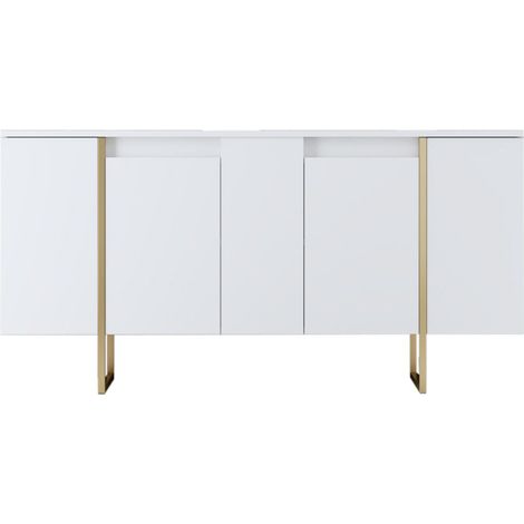 Buffet design blanc et or 160 cm - 4 portes LUXOR
