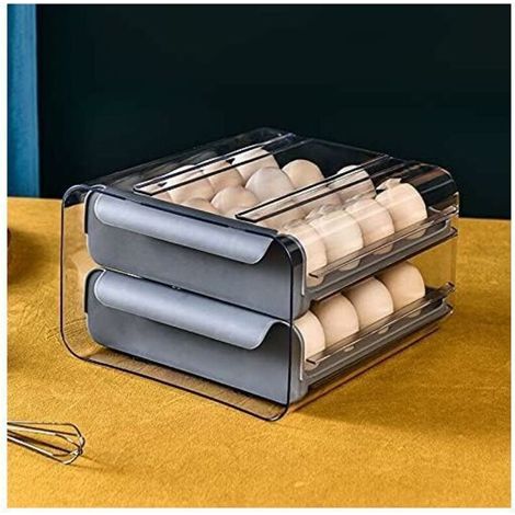 Boîte à œufs avec 32 compartiments de type tiroir à œufs double couche pour réfrigérateur-- (1/2)
