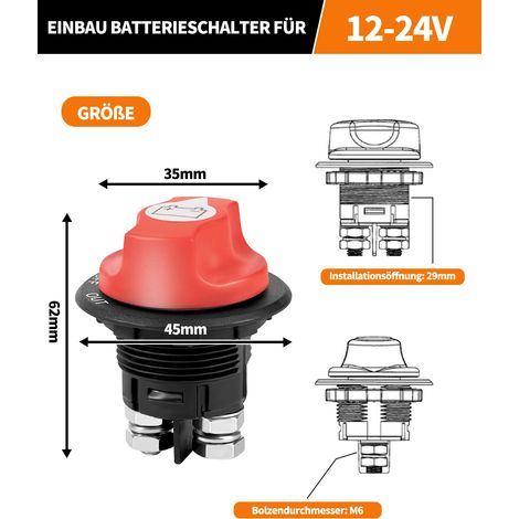 Interruttore automatico della batteria 12V-24V 100A Interruttore della batteria ON-OFF Interruttore di scollegamento della batteria per auto, barca, camion, motocicletta, veicolo marino (1/4)