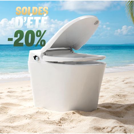 WC Japonais Eden - Haut de gamme - Toilettes lavant en céramique blanc- Garantie 3 ans - Télécommande, lavage, température, pression, séchage réglable, chasse d'eau automatique -70,5X41,5X50,5cm -