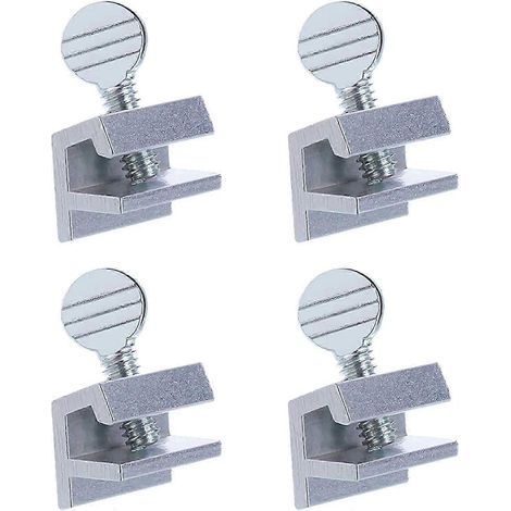 1er verrou de sécurité pour fenêtres coulissantes, verrous de sécurité en aluminium pour portes et fenêtres, verrous de sécurité réglables avec clés (argent, lot de 4) (1/5)