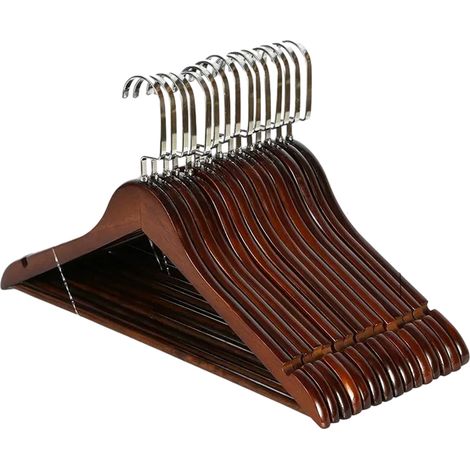 Cintre en bois massif antidérapant, cintre d'hôtel en bois sans couture, pince à pantalon, support à vêtements, cintre rétro pour vêtements d'enfants (1/5)