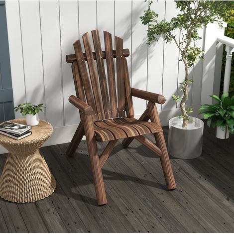 Silla jardín Adirondack ergonómica madera marrón OKMYHOME (1/3)