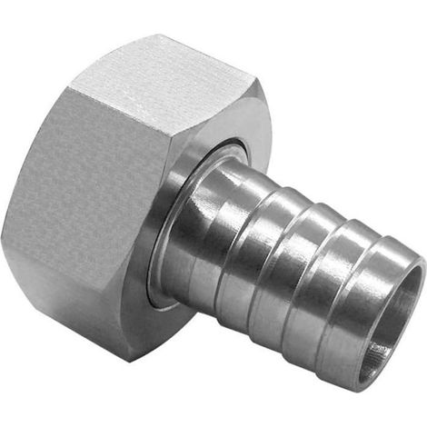 Raccord tuyau d'arrosage inox pivotant 3/4" GHT femelle, embout cannelé 3/4", adaptateur de réparation (1/4)
