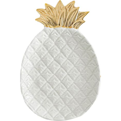 Plateau à Bijoux en Céramique Blanc Forme Ananas Nordique pour Rangement Élégant de Bagues et Décoration de Chambre ou Salle de Bain (1/5)