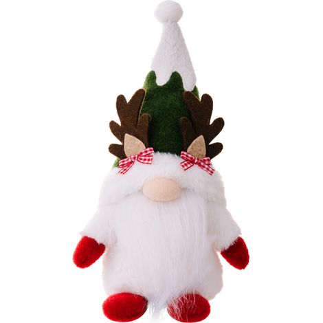 Poupée Sans Visage Noël Renne Bois Cèdre Boule Pompon Chapeau Pointu Décoration Intérieure Fête (1/2)