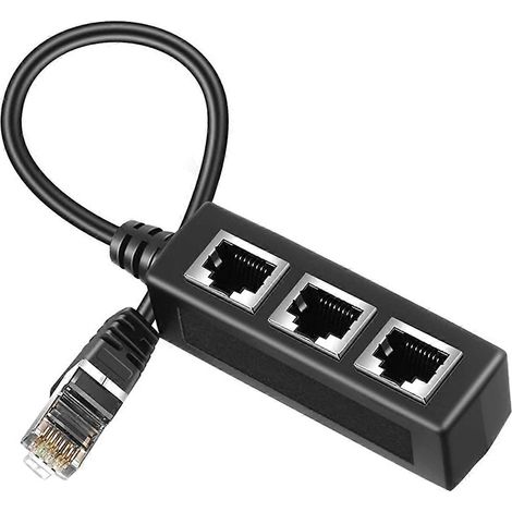 Adaptateur répartiteur Ethernet RJ45, répartiteur Ethernet 1 vers 3, pour la maison, noir (1/5)
