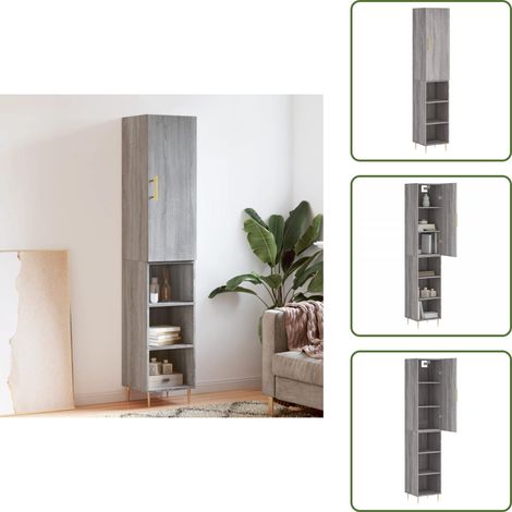 Buffet haut Sonoma gris 34,5x34x180 cm Bois d'ingénierie - Buffet Design Moderne - Meuble Rangement - Armoire Cuisine - Commode Salon - Étagère Murale (1/5)
