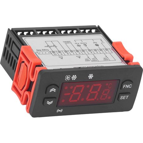 Thermostat numérique 230V AC avec sonde NTC, affichage digital commutable °F/°C, régulateur de température pour réfrigérateur et refroidisseur (1/5)