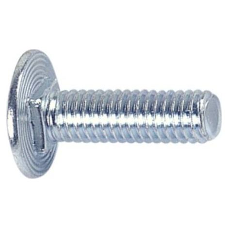 200 Vis Tête Ronde Collet Carré Réduit TRCC 6 x 12 mm - DIN 603 - Zingué blanc - D-Work
