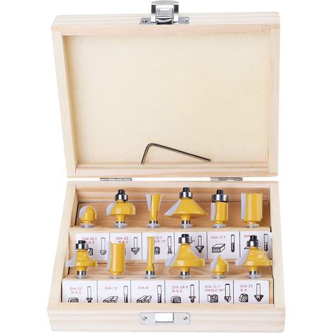 Juego de 12 brocas de carburo de tungsteno con vástago de 1/4'' y 6,35 mm, para fresado en casa y bricolaje, con llave. (1/5)