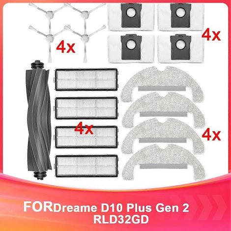 Zubehörset kompatibel mit D10 Plus Gen 2 ROBOTS RLD32GD Staubsaugern, Hauptbürsten, Seitenbürsten, Filter, Wischmopps, Staubsaugerbeutel (1/5)