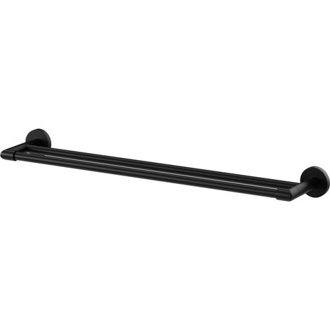 Colore Orbit Matt Black 600mm Wall Mounted Double Towel Rail (1/5)