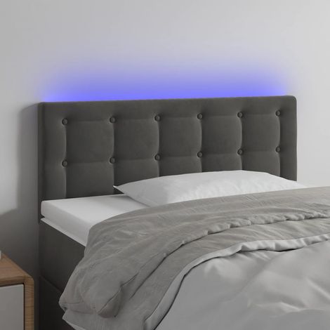 Armoire de tête de lit  Tête de lit à LED, Hauteur réglable pour Chambre Gris foncé 100x5x78/88 cm Velours -12313 (1/5)