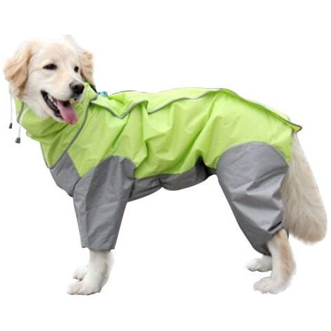 ALLIANDISImperméable pour animal domestique, veste imperméable Velcro réglable pour petits, moyens et grands chiens (vert) (1/5)
