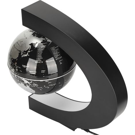 Globe magnétique en lévitation de 15 cm (6 pouces) en forme de C avec carte du monde lumineuse à LED en couleur, cadeau d'affaires (norme européenne) (1/5)
