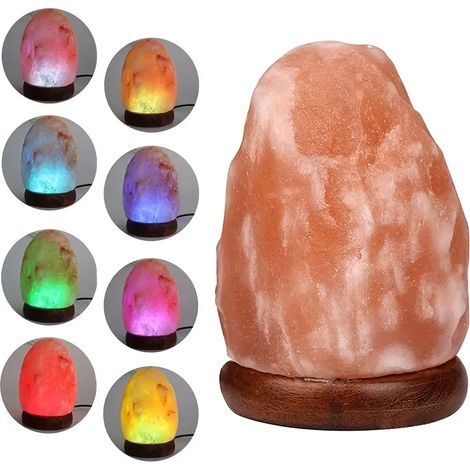 Kreative Himalaya-Salzlampe mit USB-Anschluss und farbwechselndem LED-Licht, für ein dekoratives und warmes Wohnambiente. (1/4)