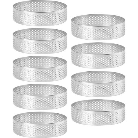 Ensemble de 9 moules à gâteaux - Moule à tarte - 8 cm de diamètre - Acier inoxydable - Ustensiles de cuisine - Outils de cuisson - Pour la pâtisserie (1/5)
