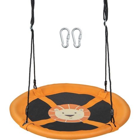 Altalena a cerchio da 102cm con corde regolabili e moschettoni tessuto oxford impermeabile, Altalena a nido Arancione (1/5)