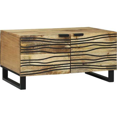 Couchtisch Braun und Schwarz 80 x 50 x 40 cm Massivholz Akazie