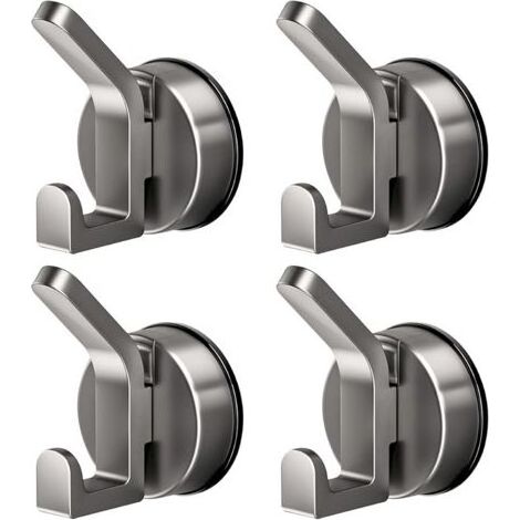 Set of 4 suction cup hooks, reusable towel holder without drilling, strong suction cup hooks for kitchen and bathroom (1/4)