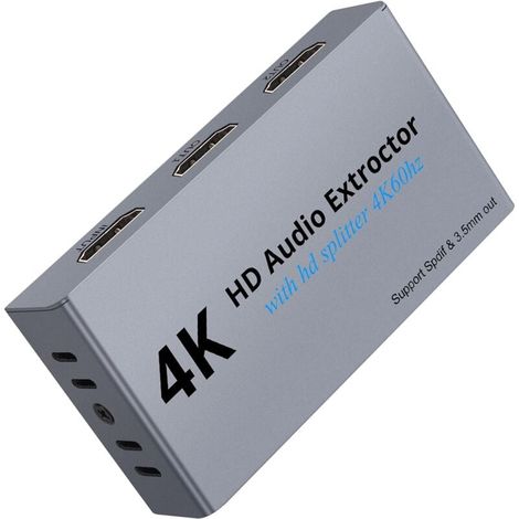 Extracteur audio HDMI 4K 3D avec répartiteur HDMI HD 1x2,compatible avec l'audio stéréo 2.1/5.1 canaux 3,5 mm pour PS4, Xbox One (1/5)
