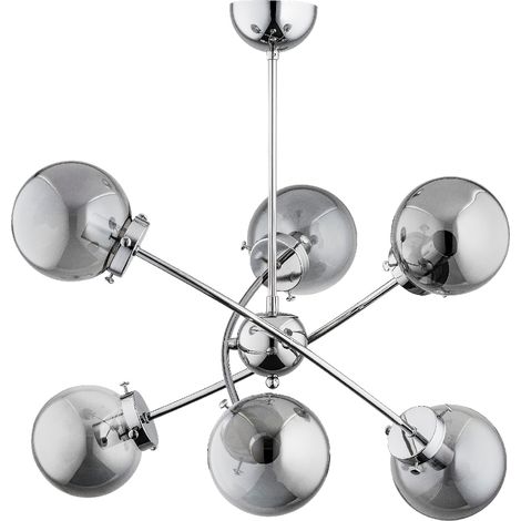 Plafonnier industriel chrome arcs 6xE14 10W Alfa SYLA (1/2)