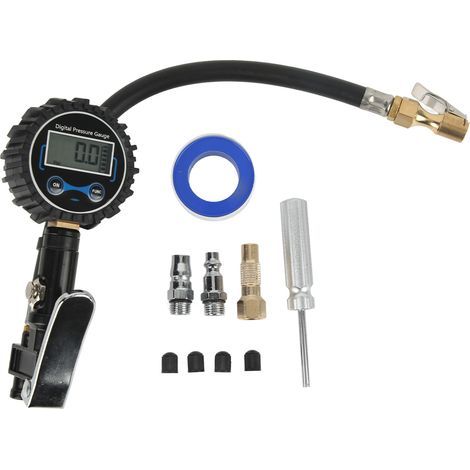 Reifenfüller (0–200 PSI) mit Reifendruckmesser, LCD-Digitalanzeige und 4 Druckstufen für Motorrad, Auto, LKW und Bus (1/5)