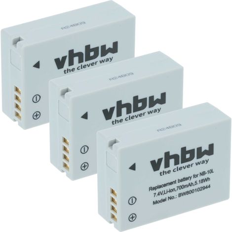 vhbw 3x Akku Ersatz für Canon NB-10L für Kamera (700 mAh, 7,4 V, Li-Ion) (1/5)