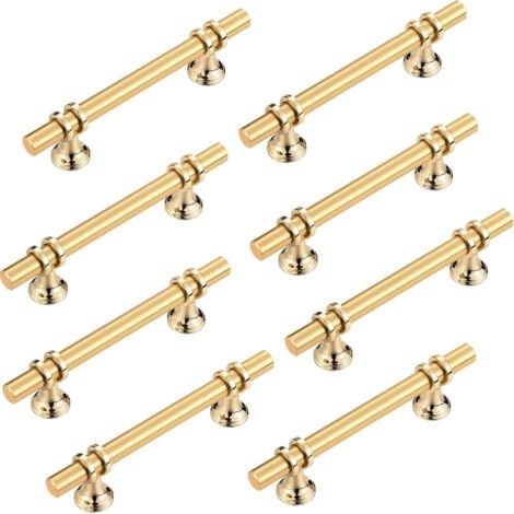 Lot de 8 poignées d'armoire dorées en acier inoxydable,Poignées de tiroir modernes pour armoires de cuisine, commodes de salle de bain et portes de garde-robe (centre des trous de 96 mm) (1/4)