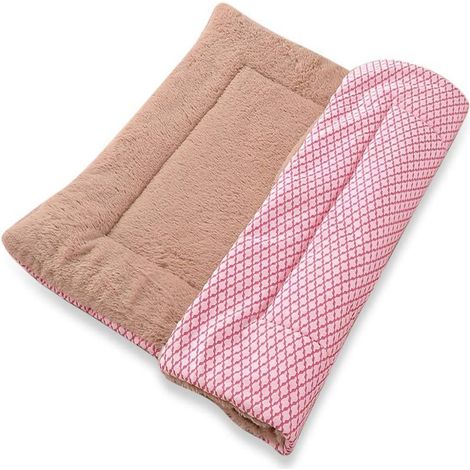 Tapis Pour Chien - 75 x 50 cm - Peluche Courte Rose - Réversible - Lavable En Machine - Pour Cage Chien Canapé Siège Arrière Voiture (1/5)