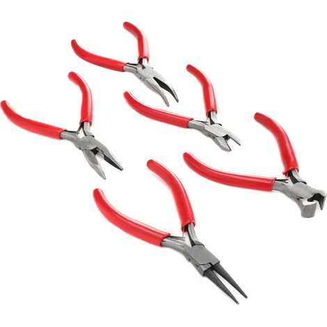 Ensemble de 5 mini pinces coupantes en acier pour bijoux, outils de bricolage faits main, bec long et rond (1/5)