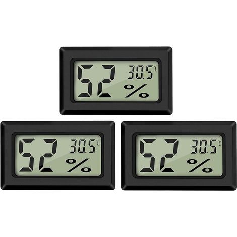 Mini-Digital-LCD-Thermometer-Hygrometer, tragbarer Temperatur- und Feuchtigkeitsanzeiger für Büro, Küche, Humidore, Inkubatoren, Reptilien, 3 Stück (1/5)