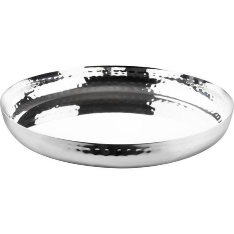Plat rond en acier inoxydable martelé 260x35mm - Ref HY124 - Olympia (1/5)