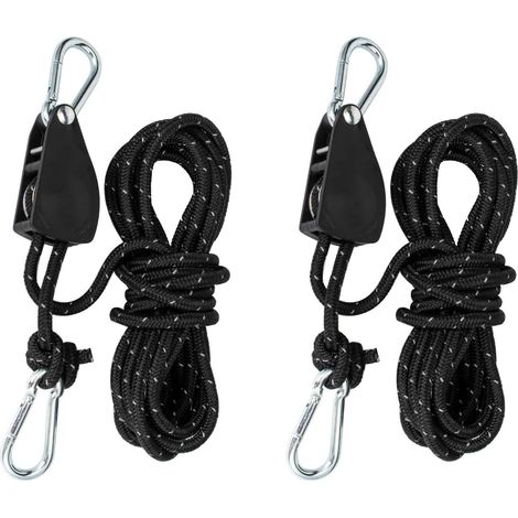2er Set Umlenkrolle mit Seilspanner, Ratsche mit 4m Seil, Umlenkrolle mit Zeltspanner, Spannseile mit Seilbremse, geeignet für Camping, Sonnensegel, Zelt